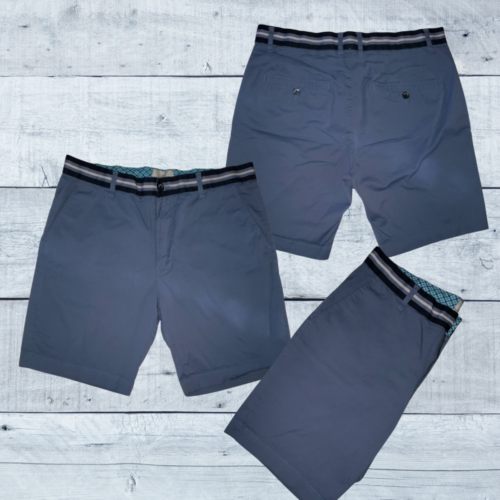 Construct Men's stretch blue shorts Wood plank wall natural