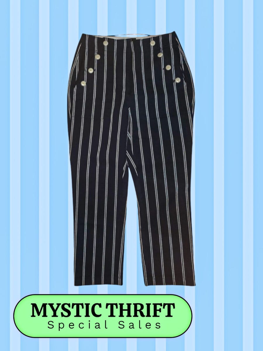 Navy & White Striped Pants - Image 2