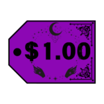 Mystic Deals Price Tag $1.00 Purple with Black Embellishments