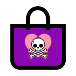 Black and Purple bag with a heart and skull with crossbones - Mystic Thrift Store Accessories icon