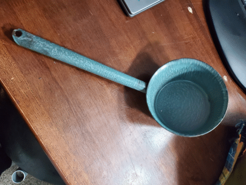 Vintage Green Enamelware Dipper Ladle
