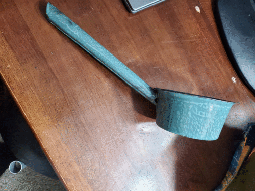 Vintage Green Enamelware Dipper Ladle