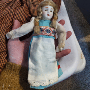 Folk Porcelain Doll with Braids